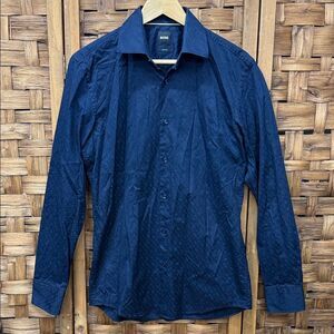 Stunning Boss Dark Blue Button-Up Shirt Sz Small